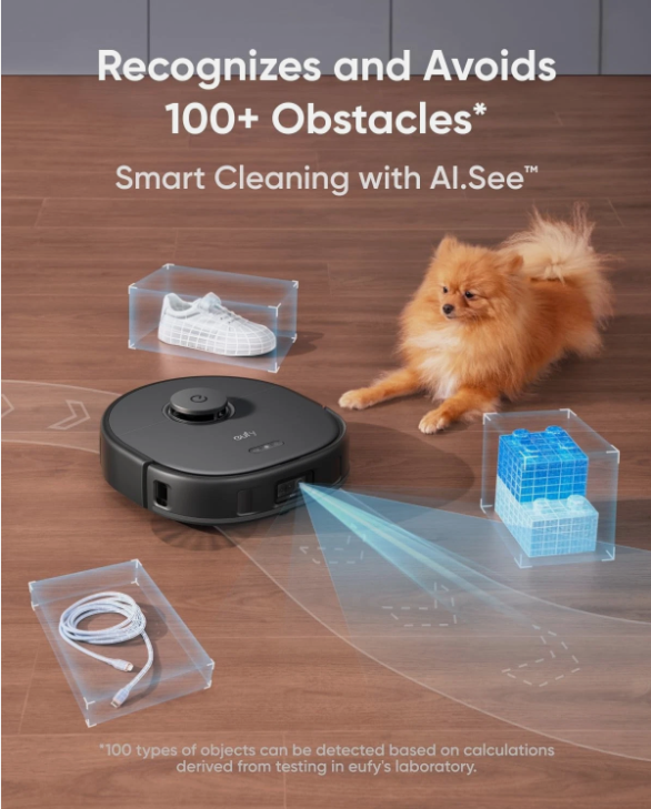 Robot Vacuum and Mop Combo, 8,000 Pa Suction, Dual Black