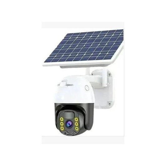 Solar Powered Wireless Security Camera CCTV IP PTZ Wifi Waterproof PRO Cloud Storage Solar Smart Network Low Power Battery Battery Powered With Solar Panel, Rechargeable Security Camera System, PIR Alarm With Human Detection - Black/White