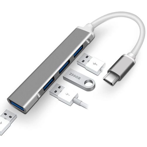 USB C To 3 0 Adapter 4 Port USB 3.0 Hub -Grey
