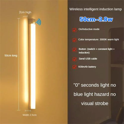 LED Human Body Induction Warm Light, 500mm Cabinet Warm Light, USB Rechargeable