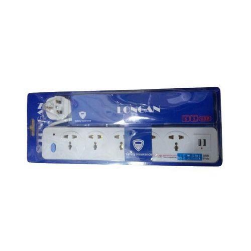 Logan 5 Way Heavy Duty USB Extension Cable Socket - White