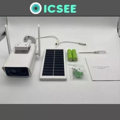 ICSEE WiFi Solar Powered Net Camera - Outdoor Security Surveillance-White