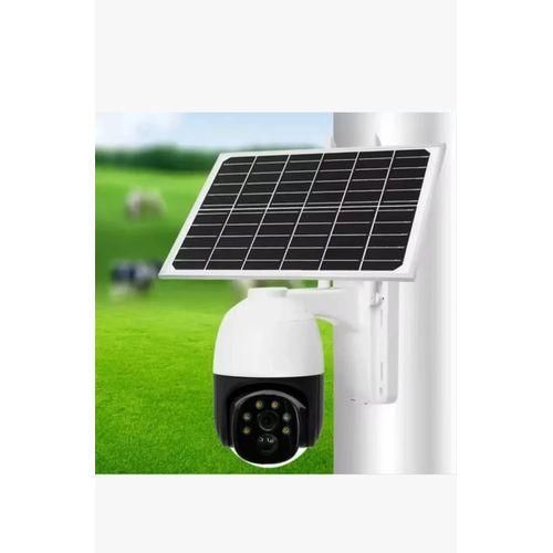 Solar Powered Wireless Security Camera CCTV IP PTZ Wifi Waterproof PRO Cloud Storage Solar Smart Network Low Power Battery Battery Powered With Solar Panel, Rechargeable Security Camera System, PIR Alarm With Human Detection - Black/White