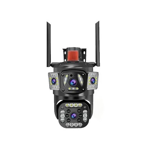 Hd CCTV Camera Outdoor Wireless 1080P Dual Lens 4G Connect to Cellphone Security Camera With Memory Card- Black