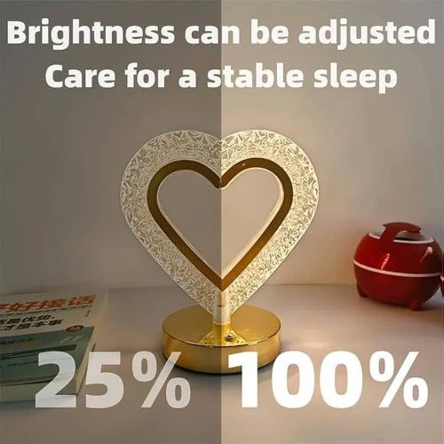 LED Heart Shaped Table Decorative Touch Operated Night Lamp With 3 Light Adjustments Good For Indoor Lighting for Home, Office, Bedroom, Living Room, Diwali Gift Item - Multicolor